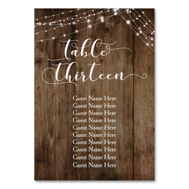 Trä & Ljus Bord Tretton med Gästnamn Kort (Framsidan)