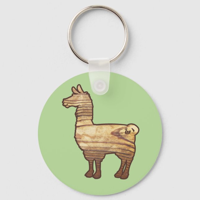Trä Llama Keychain Nyckelring (Framsida)