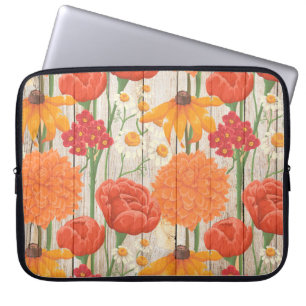 TRÄ LOOK STRUKTUR MED PASTELFLÖDEN LAPTOP FODRAL