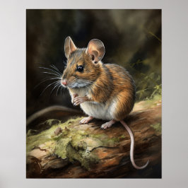 Trä Mouse Woodland Animal Art Print Poster