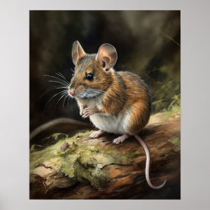 Trä Mouse Woodland Animal Art Print Poster