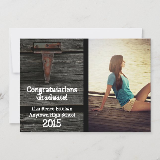Trä och gångjärn 2015 Foto Examenstecken Inbjudningar (Framsida)