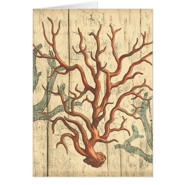 Trä och liten korall hälsningskort (Framsidan)