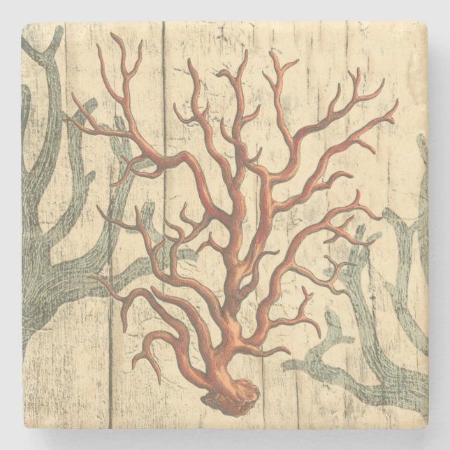 Trä och liten korall stenunderlägg (Framsidan)