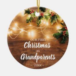 Trä och ljus Första jul som farföräldrar Julgransprydnad Keramik