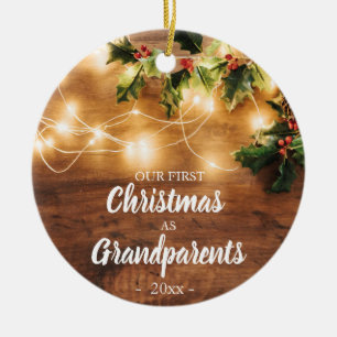 Trä och ljus Första jul som farföräldrar Julgransprydnad Keramik