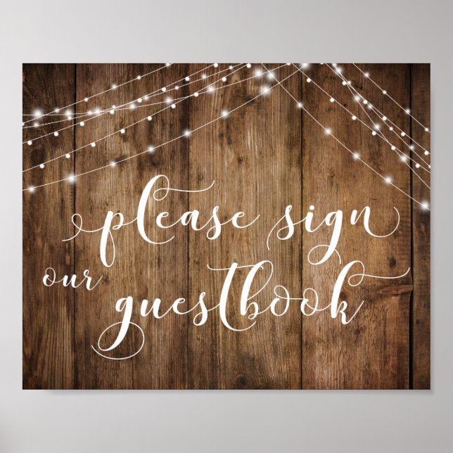 Trä och Ljus Skriv under vårt Guestbook-tecken Poster (Framsidan)