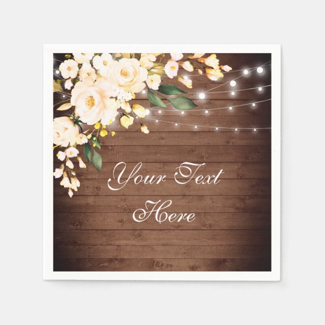 Trä och  Ro Greenery Rustic Bröllop Papper Pappersservett (Framsidan)