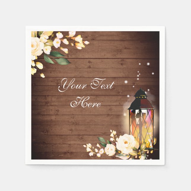 Trä och  Ro Greenery Rustic Bröllop Papper Pappersservett (Framsidan)