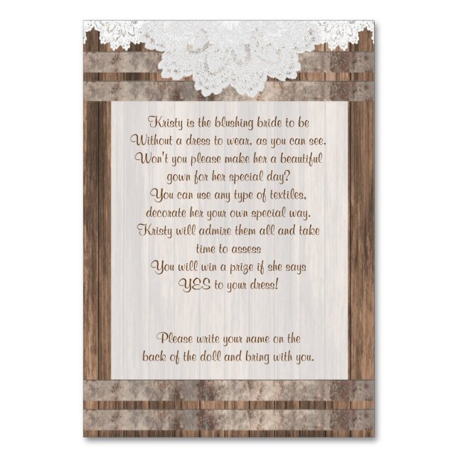 Trä- och Snöre-design Bordsnummer (Framsidan)