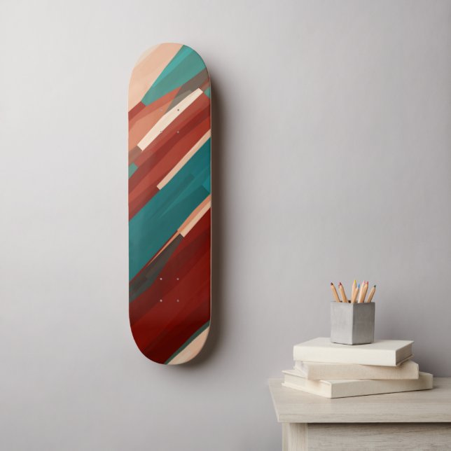Trä och turkos mini skateboard bräda 18,5 cm (Väggkonst)