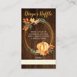 Trä Orange Pumpkin Fall Baby Shower Diaper Raffle Tilläggskort