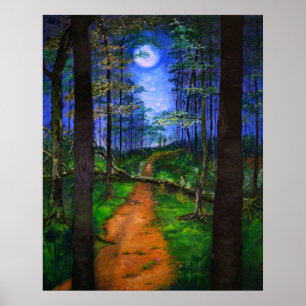 Trä Painting - Moonlit Abandon Poster