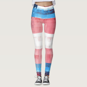 Trä & Paintstrokes för flagga för Leggings