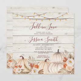 Trä Pampas Grass Pumpkin Fall i Kärlek Shower Inbjudningar