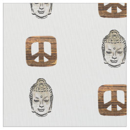Trä Peace & Sephia Buddha Print Fabric Tyg