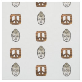 Trä Peace & Sephia Buddha Print Fabric Tyg