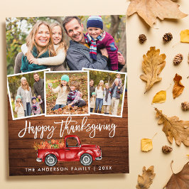 Trä Penselskript Red Lastbil Thanksgiving 4 Foto Vykort