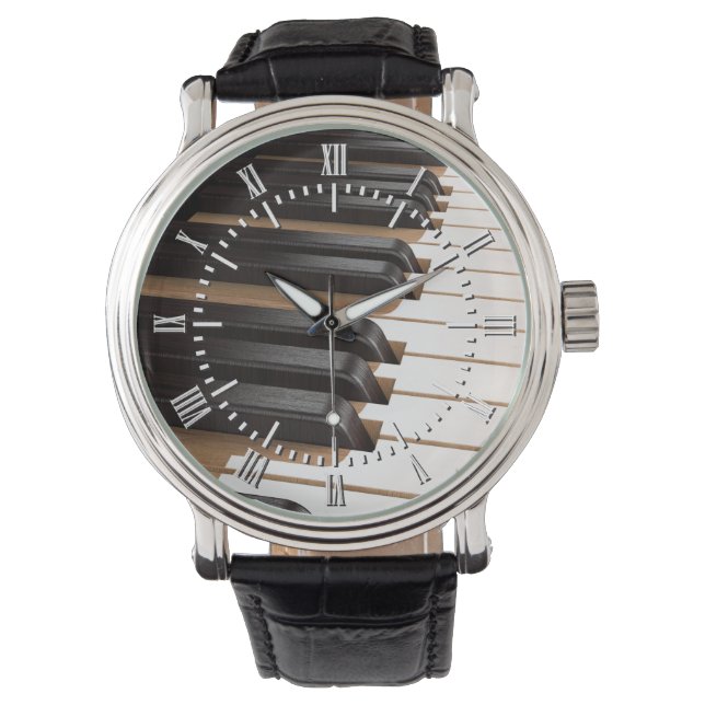 Trä Piano Nycklar 2 Armbandsur (Framsida)