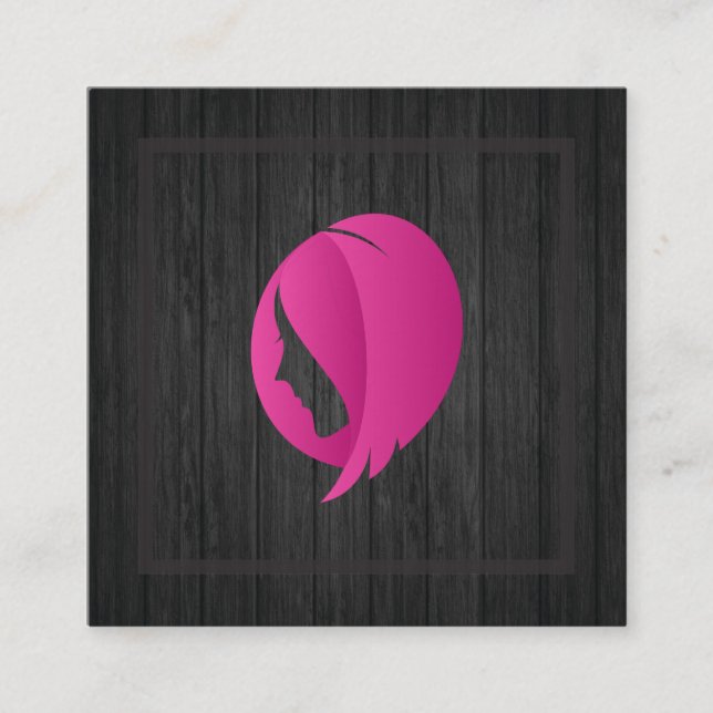 Trä | Professionell Hairstylist Fyrkantigt Visitkort (Framsida)