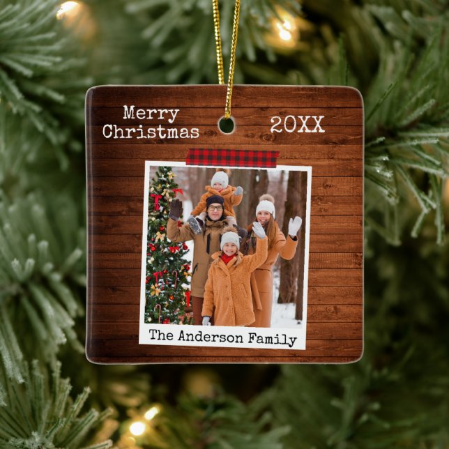 Trä Red Play Craft Tape Instant Photo Stil Julgransprydnad Keramik (Träd)