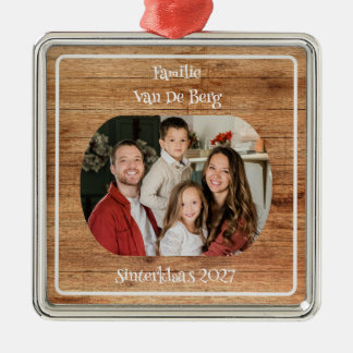 Trä Sinterklaas-Familj Ornament m/ Foto & Namn