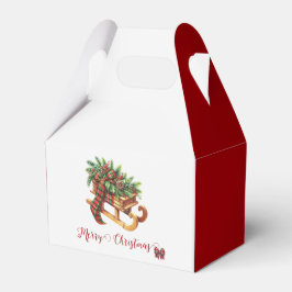 Trä Sled Fir Grenar Grönt & Red Play Presentaskar