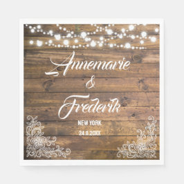 Trä, Snöre och Twinkle Ljus Bröllop Pappersservett