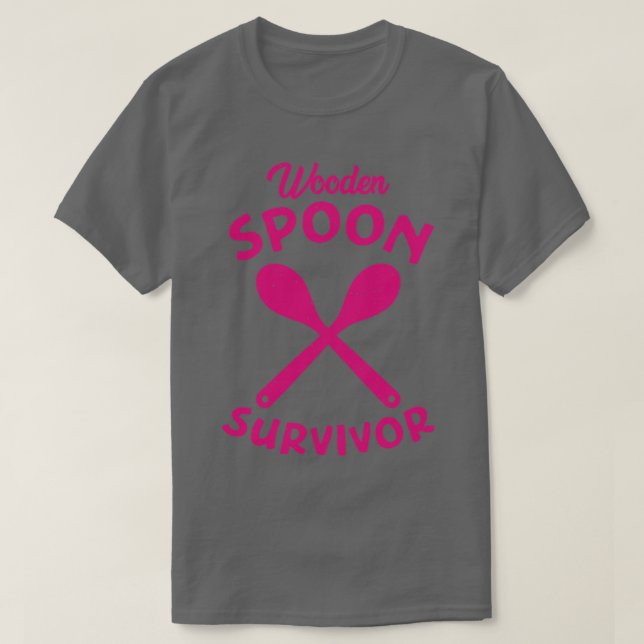 Trä Spoon Survivor Distress Deep Rosa Text T Shirt (Design framsida)