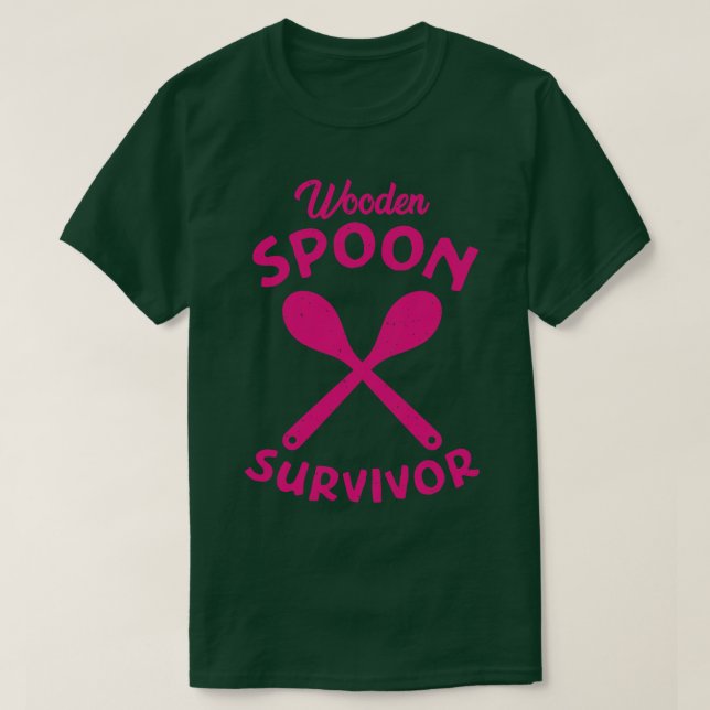Trä Spoon Survivor Distress Deep Rosa Text T Shirt (Design framsida)
