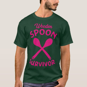 Trä Spoon Survivor Distress Deep Rosa Text T Shirt