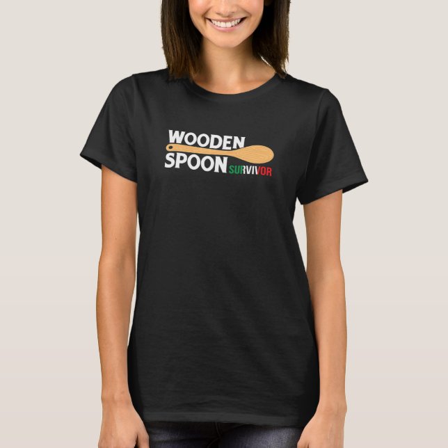 Trä Spoon Survivor Mor Discipline Verktyg T Shirt (Framsida)
