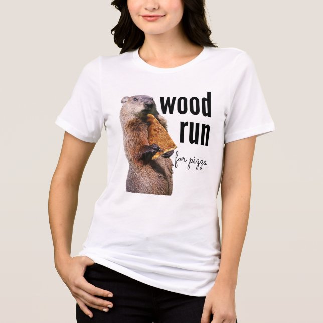 Trä Springa för Pizza (med Woodchuck) T Shirt (Framsida)