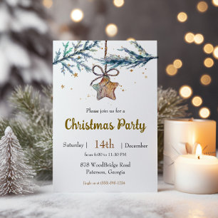 Trä Stjärna Ornament Julfest Inbjudningar