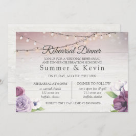 Trä String på Ljus Peony Rehearsal Dinner Inbjudningar