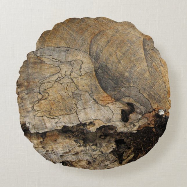 Trä Struktur Photo Round Cushion Rund Kudde (Framsidan)