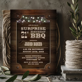 Trä Surprise 21:a födelsedag BBQ Inbjudningar