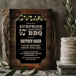 Trä Surprise 40:e födelsedag BBQ Inbjudningar