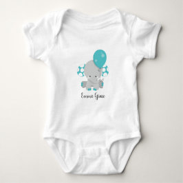 Trä & Teal Elephant Gender Neutral Baby Monogram Tröja