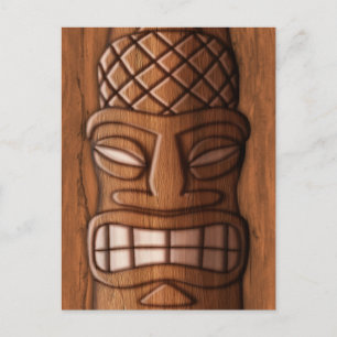 Trä Tiki Mask Vykort