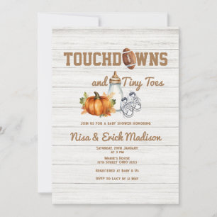 Trä Touchdown Tiny Toes Autumn Boy Shower Inbjudningar