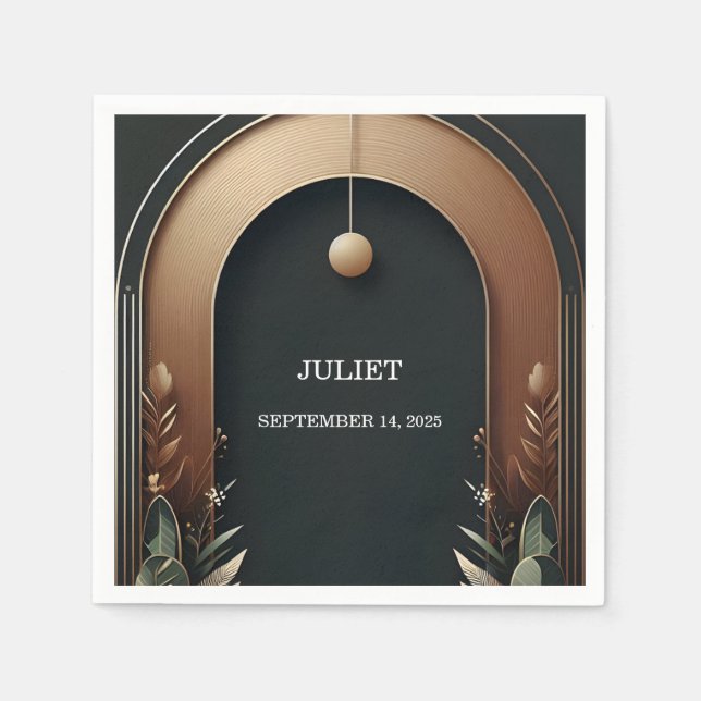 Trä Träd Rustik Lada Bondgård Valvbåge Bröllopsdus Pappersservett (Framsidan)