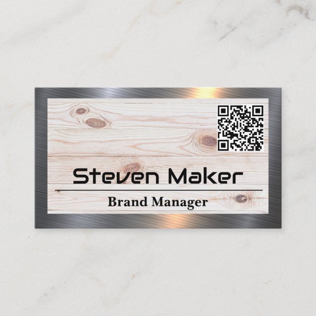 Trä | Trim Metall | QR-Affärskort Visitkort (Framsida)