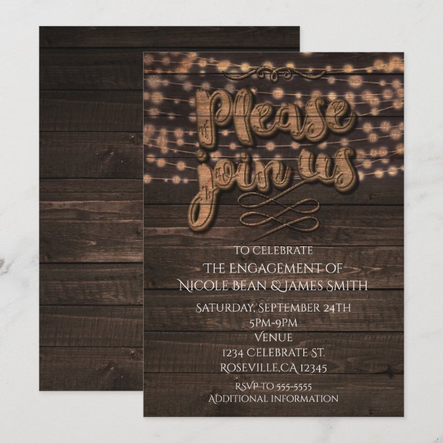 Trä Typ Rustik Landsbygd Födelsedagsfest Inbjudningar (Fram/baksida)