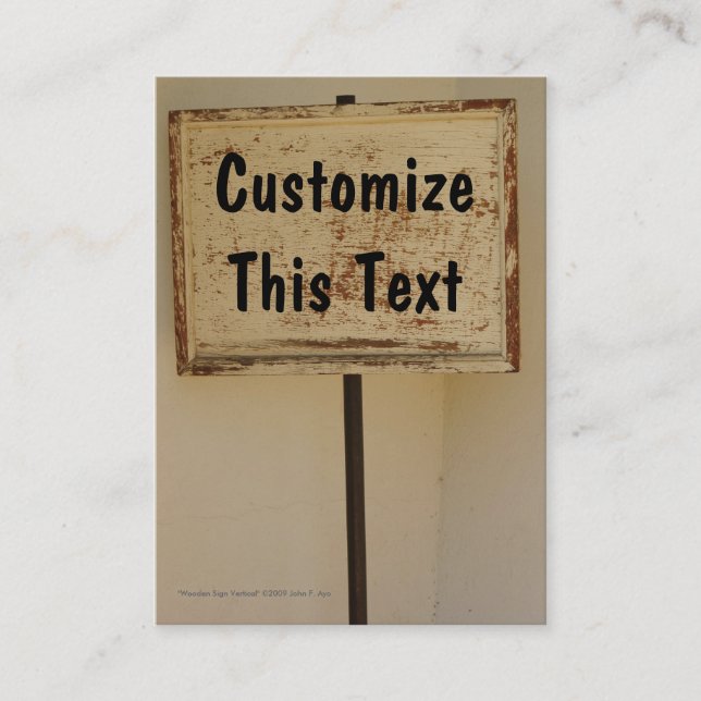 Trä underteckna den vertikala visitkorten visitkort (Framsida)