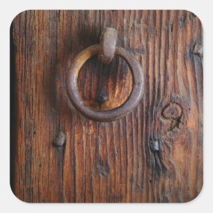 Trä Vintage Stil Dörr Knocker Fyrkantigt Klistermärke