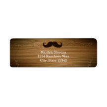 Trä Western Rep Mustasch Fest Adressetiketter