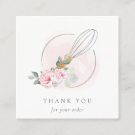 Trä Whisk Watercolor Flora Chef Tack Fyrkantigt Visitkort