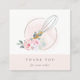 Trä Whisk Watercolor Flora Chef Tack Fyrkantigt Visitkort
