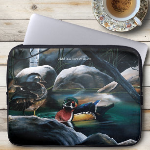 Träand Par Damm Natur Vilda Djur Färgrik Laptop Fodral
